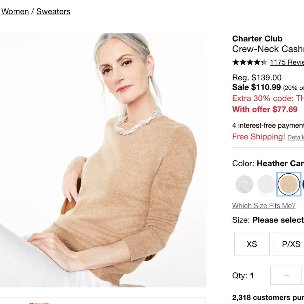 Medium Camel Cashmere Crewneck